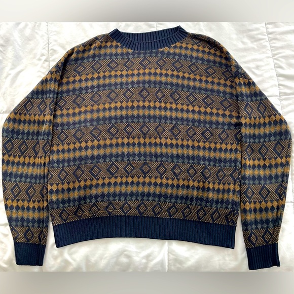 Drop Shoulder Argyle Pattern Sweater - Picture 5 of 5